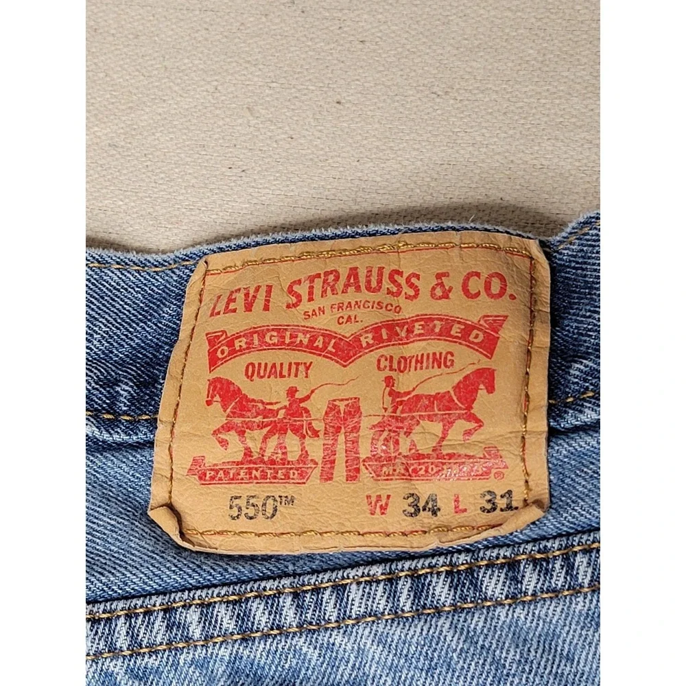 Levis Jeans 550 Mens 34 Light Wash Denim Relaxed Fit 34X31 *